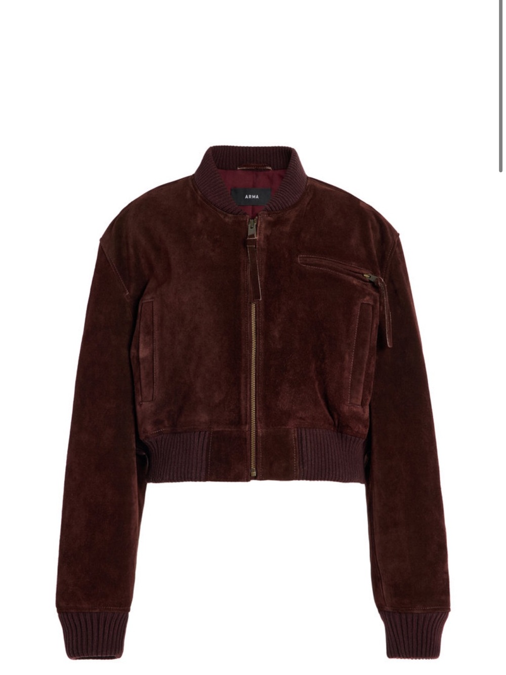 ARMA ELETTRA Shiraz Burgundy Suede Bomber 36 4 small NWOT